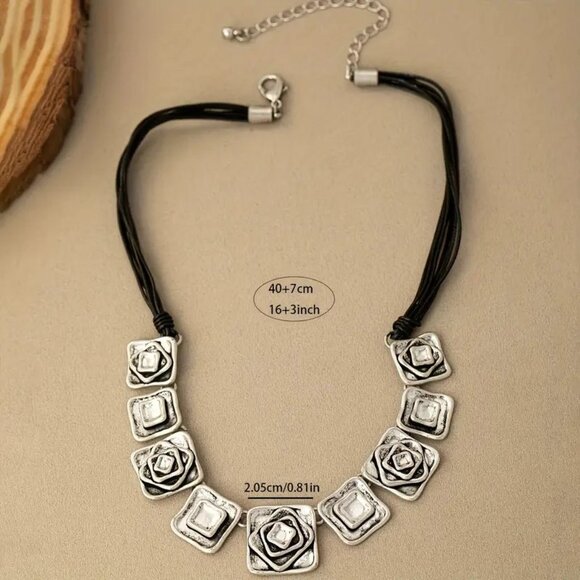 Necklace & Earrings Set Chunky Boho Geometric Choker Bold Statement Glam Trendy - Picture 5 of 6